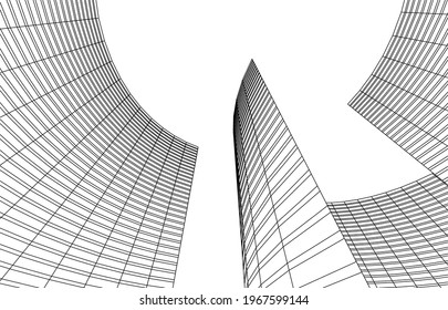 abstract architecture vector 3d illustration