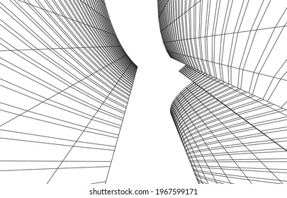 abstract architecture vector 3d illustration