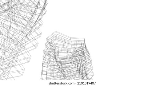 Abstract architecture vector 3d illustration