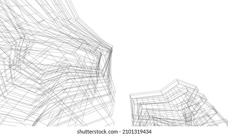 Abstract architecture vector 3d illustration