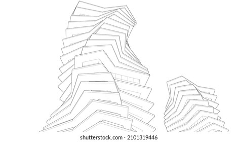 Abstract architecture vector 3d illustration