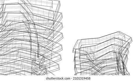 Abstract architecture vector 3d illustration