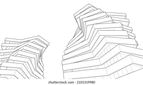 Abstract architecture vector 3d illustration