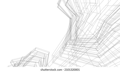 Abstract architecture vector 3d illustration