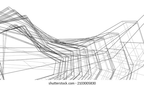 Abstract architecture vector 3d illustration