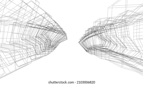 Abstrakte Architektur, Vektorgrafik 3D