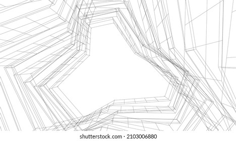 Abstract architecture vector 3d illustration