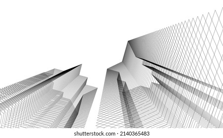 abstract architecture vector 3d illustration