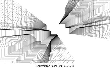 abstract architecture vector 3d illustration