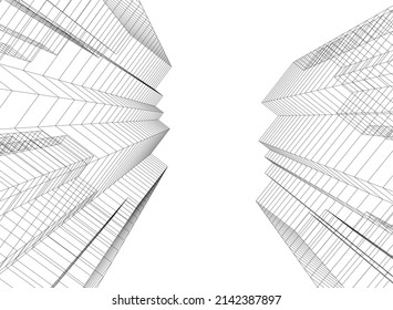 abstract architecture vector 3d illustration