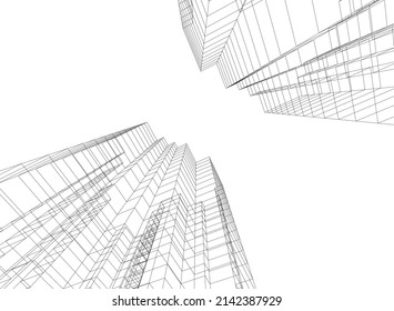 ilustración 3d del vector de arquitectura abstracta