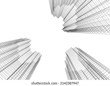 abstract architecture vector 3d illustration