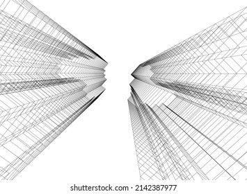 ilustración 3d del vector de arquitectura abstracta
