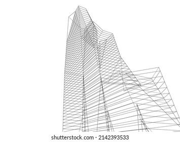 abstract architecture vector 3d illustration