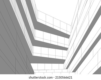 abstract architecture vector 3d illustration