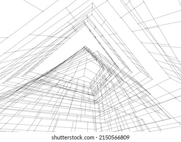 abstract architecture vector 3d illustration