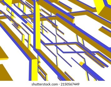 ilustración 3d del vector de arquitectura abstracta