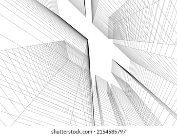 abstract architecture vector 3d illustration