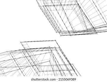 abstract architecture vector 3d illustration