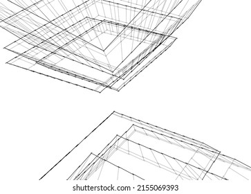 abstract architecture vector 3d illustration