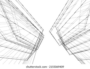 abstract architecture vector 3d illustration