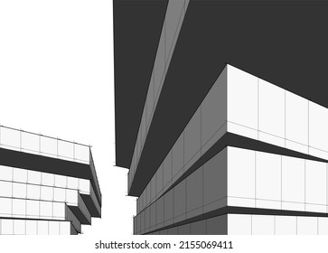 abstract architecture vector 3d illustration