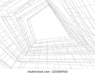 abstract architecture vector 3d illustration