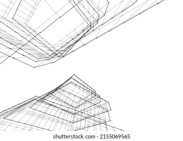 abstract architecture vector 3d illustration