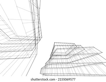 abstract architecture vector 3d illustration