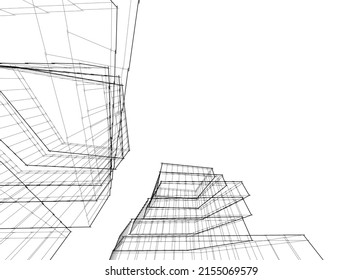 abstract architecture vector 3d illustration