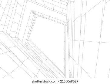 abstract architecture vector 3d illustration