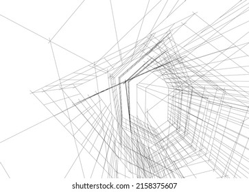 abstract architecture vector 3d illustration 