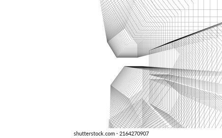 abstract architecture vector 3d illustration