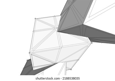 ilustración 3d del vector de arquitectura abstracta