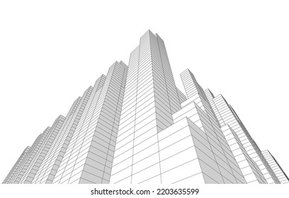 Abstract architecture vector 3d illustration