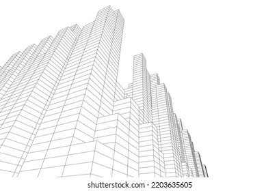 Abstract architecture vector 3d illustration