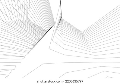 Abstract architecture vector 3d illustration