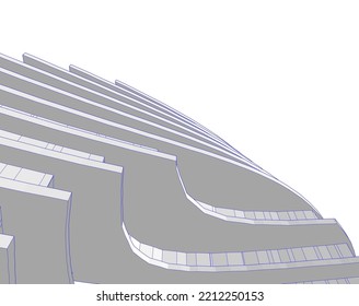 ilustración 3d del vector de arquitectura abstracta