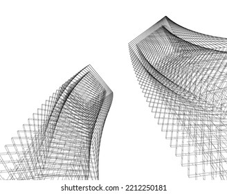 abstract architecture vector 3d illustration