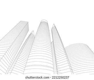 ilustración 3d del vector de arquitectura abstracta