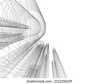 abstract architecture vector 3d illustration