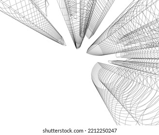 abstract architecture vector 3d illustration
