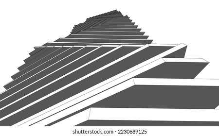 Abstract architecture vector 3d illustration