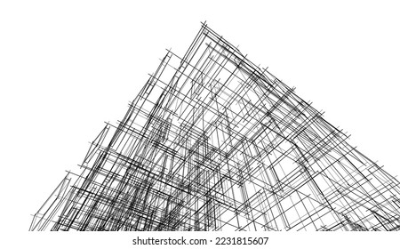 Abstract architecture vector 3d illustration