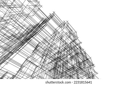 Abstract architecture vector 3d illustration
