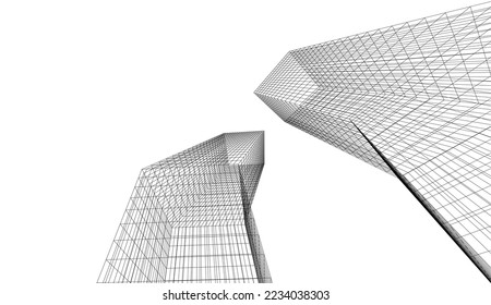 Abstract architecture vector 3d illustration