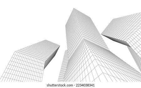 Abstract architecture vector 3d illustration
