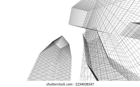 Abstract architecture vector 3d illustration