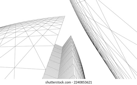 Abstract architecture vector 3d illustration 