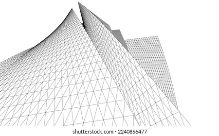 Abstract architecture vector 3d illustration